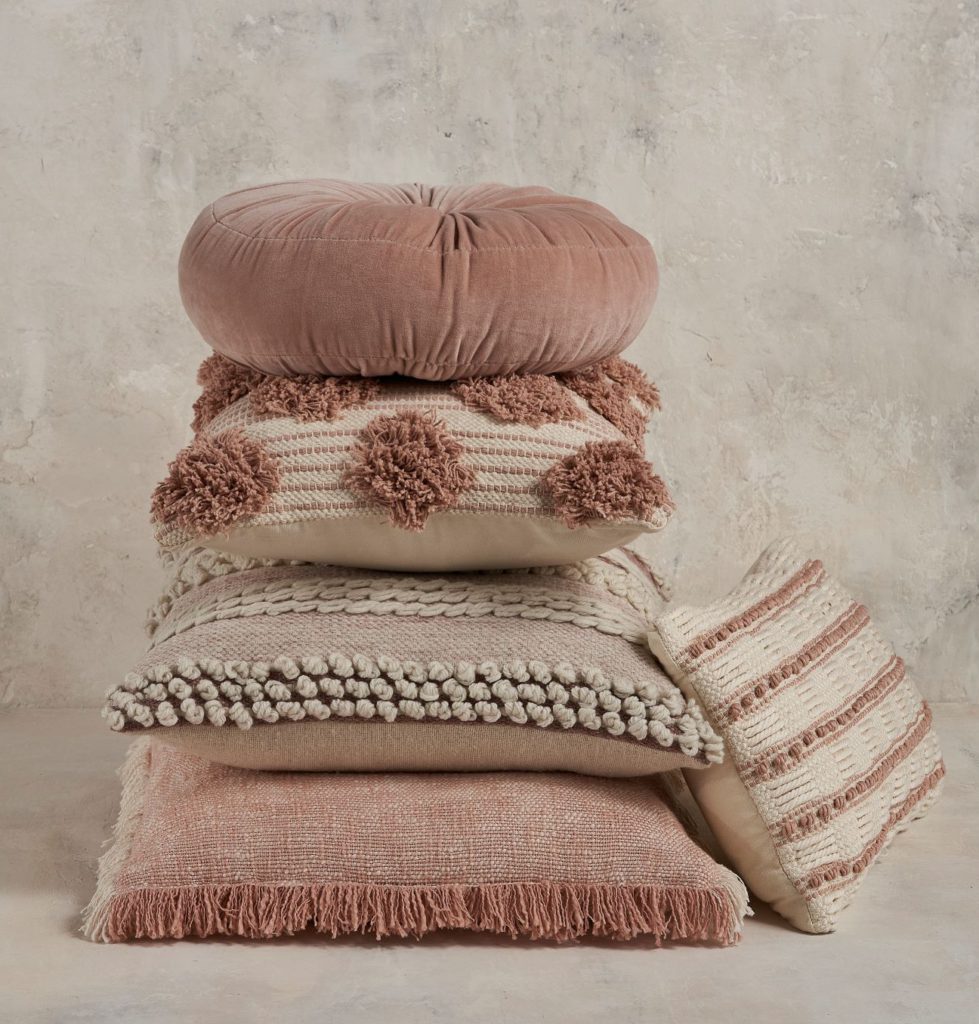Group of pink Mina Victory throw pillows